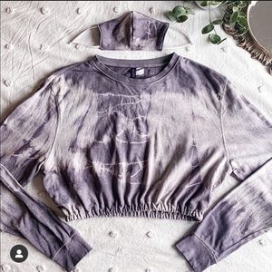 Tie-dyed Cropped Sweatshirt and Matching Facemask